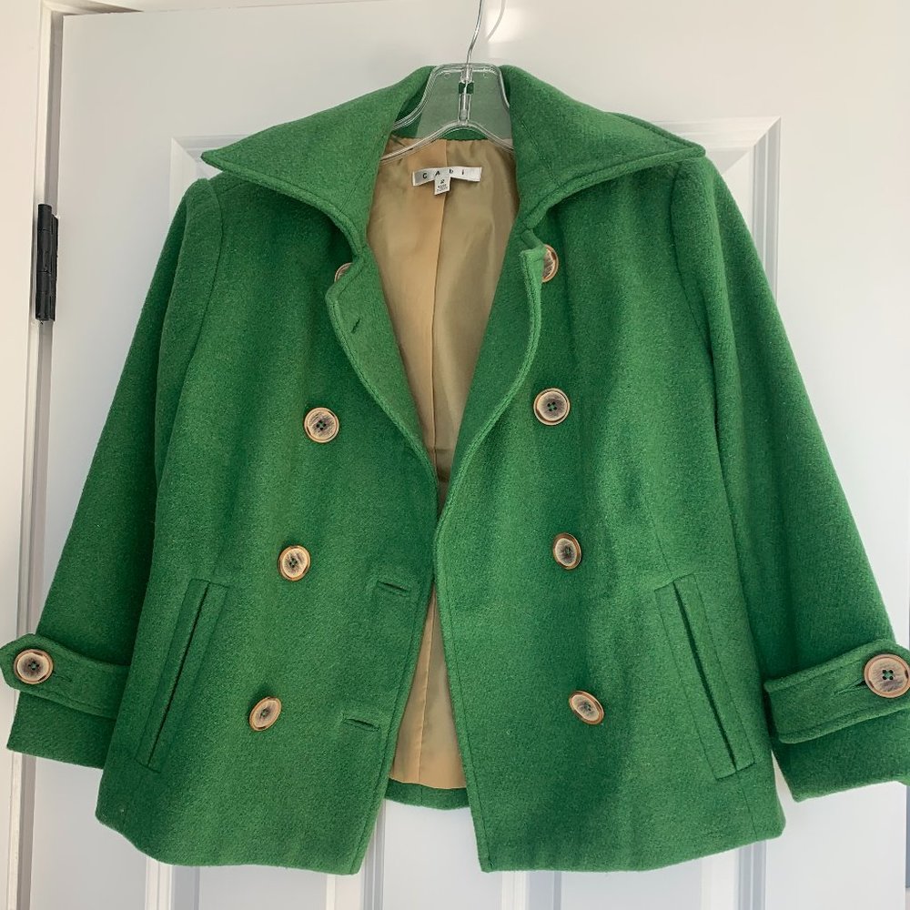 CAbi double breasted wool 3/4 sleeve jacket